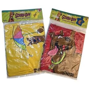 Lot of 2 Cartoon Network Scooby Doo Childs 4-7 Hooded Rain Poncho Red And Yellow